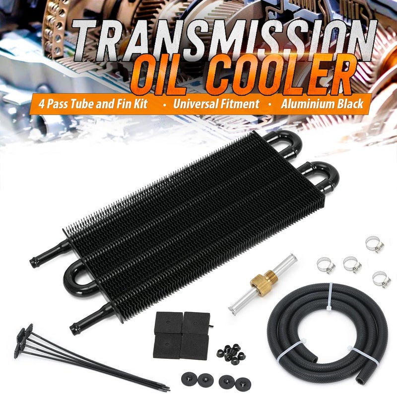 SJDYYMX Universal 5/16" Transmission Oil Cooler Kit Aluminium alloy 4 Pass Tube & Fin Black - Image 2